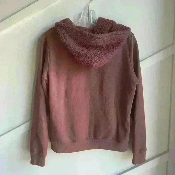 Victoria Secret Pink Glitter Logo Sherpa Lined Rose Pink Hoodie  S - Picture 7 of 7